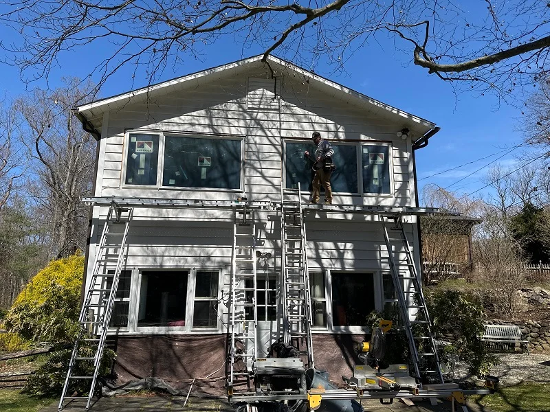 Window Solutions Plus master installer installing Andersen 400 Series windows in Norwalk,CT